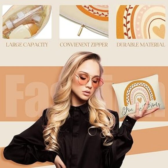 Buy One Get One Free, Boho Rainbow Cosmetic Bag Inspiration Canvas Makeup Bag - Picture 2 of 3